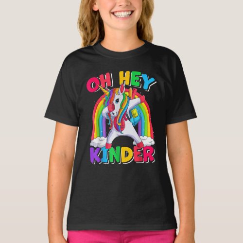 Oh Hey Kinder Dabbing Unicorn Back To School  T_Shirt