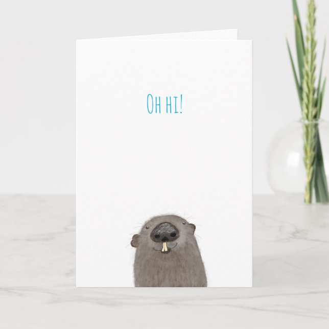 'Oh hi' groundhog greetings card (Front)