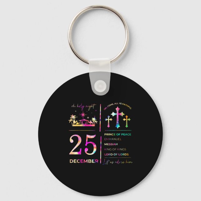 Oh Holy Night 25 December Christmas Christian Nati Keychain (Front)