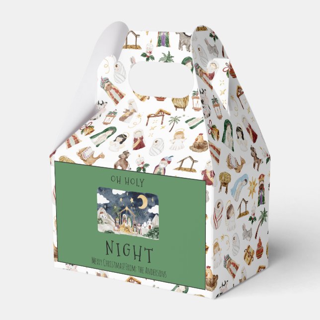 Oh Holy Night African American Nativity Christmas Favor Boxes (Front Side)