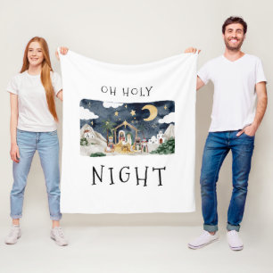 Oh Holy Night African American Nativity Christmas Fleece Blanket