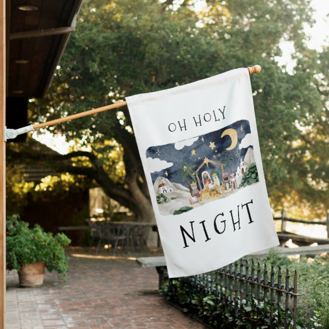 Oh Holy Night African American Nativity Christmas House Flag (In SItu)