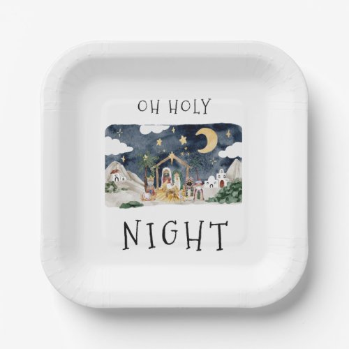 Oh Holy Night African American Nativity Christmas Paper Plates