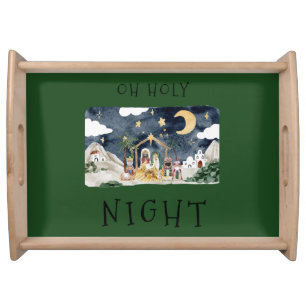 Oh Holy Night African American Nativity Christmas Serving Tray