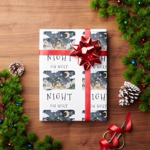 Oh Holy Night African American Nativity Christmas Wrapping Paper