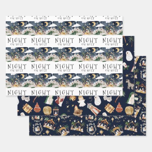 Oh Holy Night African American Nativity Christmas Wrapping Paper Sheets
