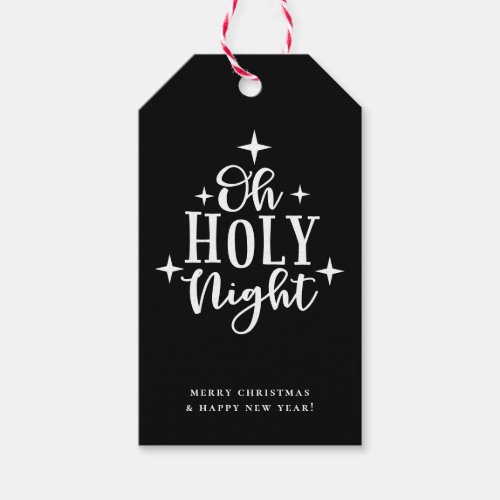 Oh Holy Night Black Holiday Gift Tags