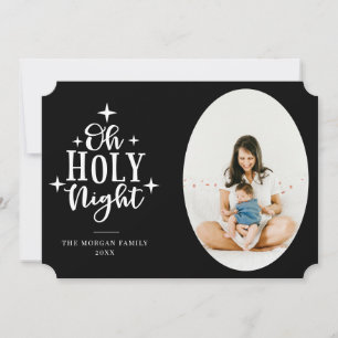 Oh Holy Night Black Photo Holiday Card