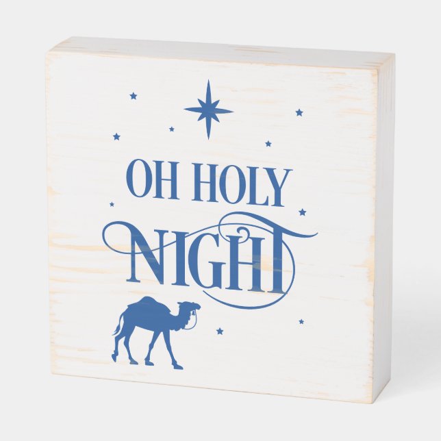 Oh Holy Night Camel Wooden Box Sign (Angled Horizontal)