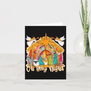 Oh Holy Night Christian Nativity Scene Christmas R Card
