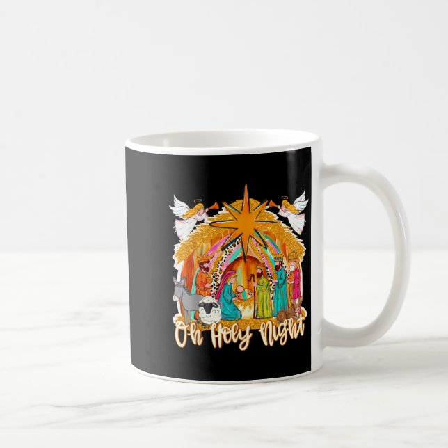 Oh Holy Night Christian Nativity Scene Christmas R Coffee Mug (Right)