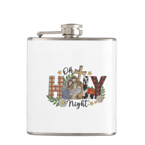 Oh Holy Night Christmas Design Flask