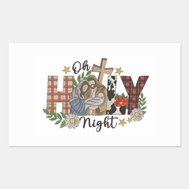  Oh Holy Night Christmas Design Rectangular Sticker (Front)