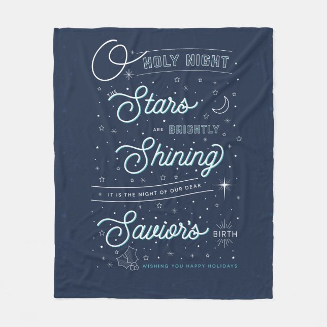 Oh Holy Night Christmas Fleece Throw Blanket (Front)