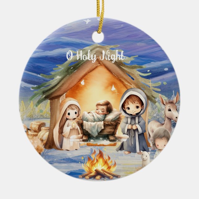 Oh Holy Night Christmas Ornament (Front)
