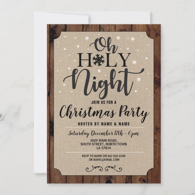 Oh Holy Night Christmas Party Holidays Carols Invitation (Front)