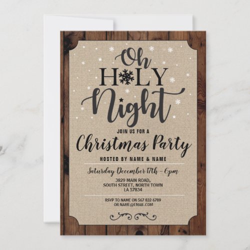 Oh Holy Night Christmas Party Holidays Carols Invitation