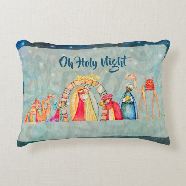 Oh Holy Night Christmas Throw Pillow (Front)