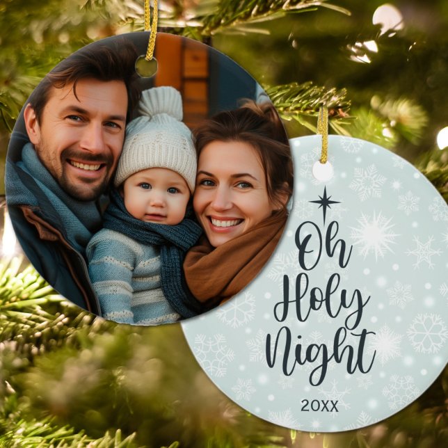 Oh Holy Night Custom Religious Photo Christmas Ceramic Ornament (Oh Holy Night Custom Religious Christmas Ornament)