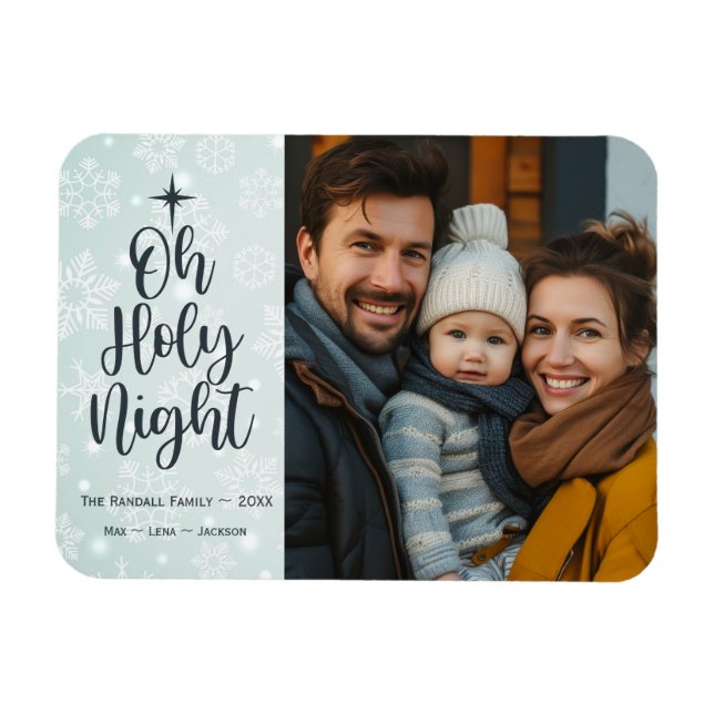 Oh Holy Night Custom Religious Photo Christmas Magnet (Horizontal)