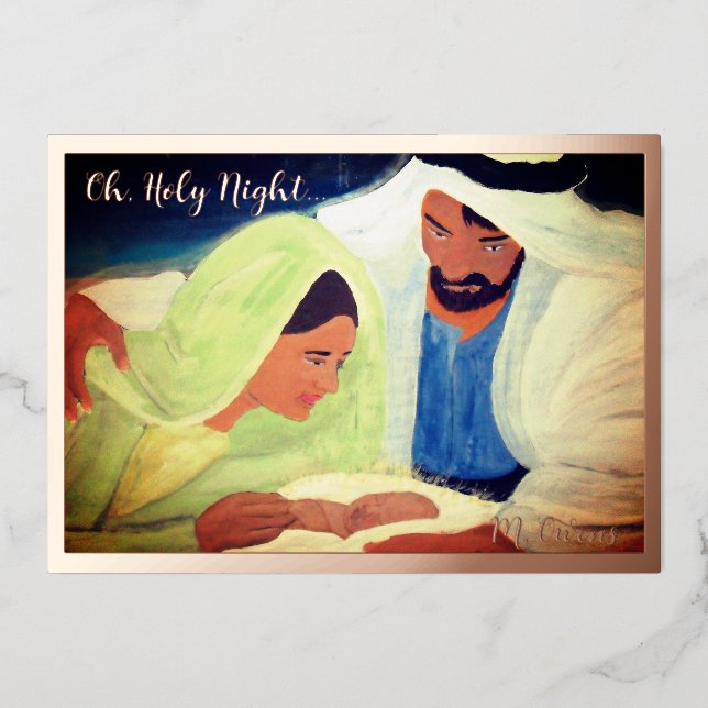 Oh Holy Night  Foil Holiday Card (Front)