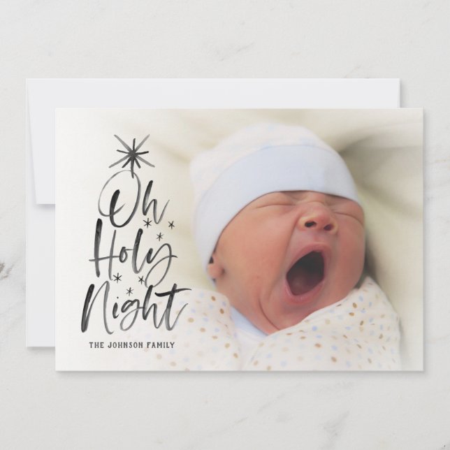 Oh Holy Night | Holiday Birth Announcement Photo (Front)