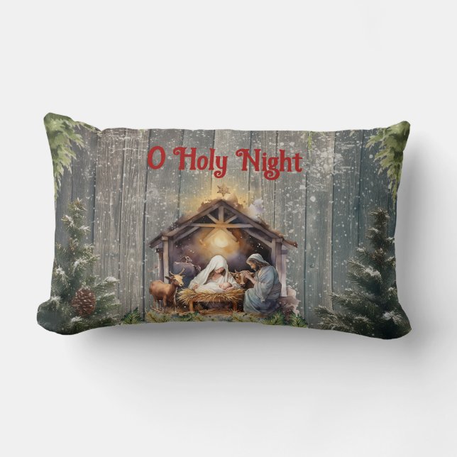 Oh Holy Night Lumbar Pillow (Front)