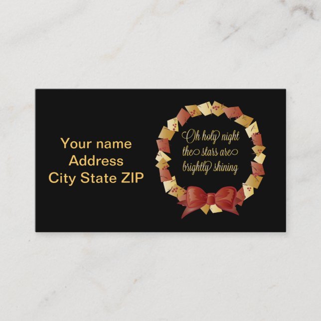Oh Holy Night Lyrics Design Business Card (Front)