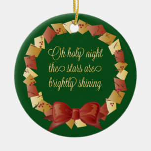 Oh Holy Night Lyrics Design Ceramic Ornament