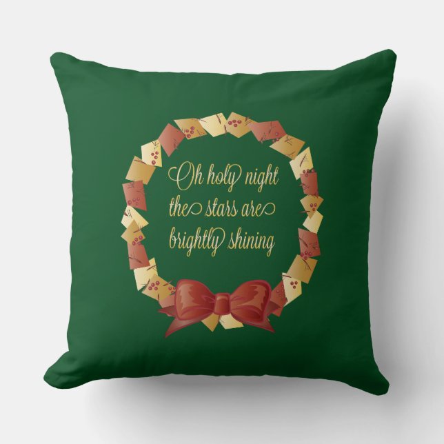 Oh Holy Night Lyrics Design Throw Pillow (Front)