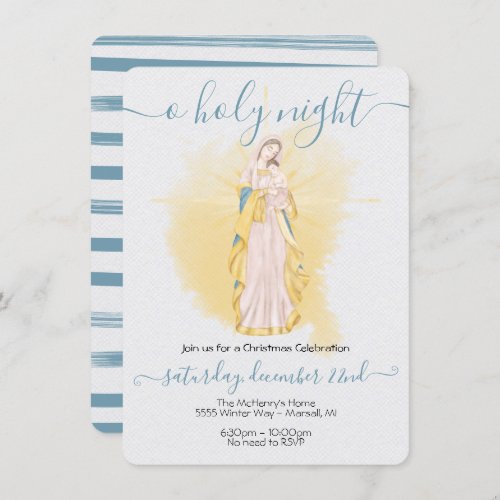 Oh Holy Night Madonna and Baby Jesus Christmas Invitation