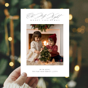 Oh Holy Night Minimalist Religious Christmas Photo Holiday Card