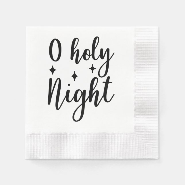 OH HOLY NIGHT Modern Script Christmas Napkins (Front)