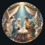Oh Holy Night - Nativity scene Classic Round Sticker<br><div class="desc">What a holy night it was when Jesus was born.</div>