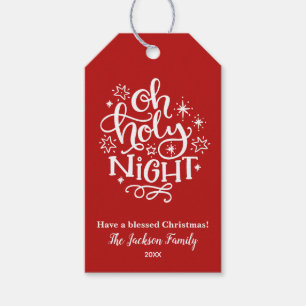 Oh Holy Night Personalized Red Holiday Gift Tags