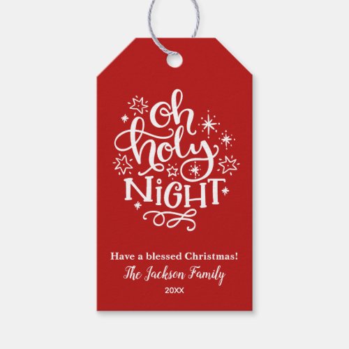 Oh Holy Night Personalized Red Holiday Gift Tags