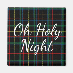 Oh Holy Night Red & Green Plaid Magnet