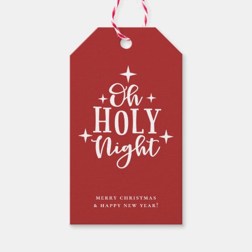 Oh Holy Night Red Holiday Gift Tags