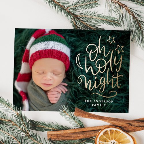 Oh Holy Night Religious Christmas Photo Holiday Card