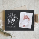 Oh Holy Night Script Rustic Chalkboard Photo Holiday Card<br><div class="desc">Oh, holy night the stars are brightly shining... Send holiday greetings with this customizable holiday photo card. It features "Oh holy night" script lettering with a festive holiday pattern on faux chalkboard. Personalize by adding names, photos and other details. This holiday card will also be perfect as a holiday birth...</div>