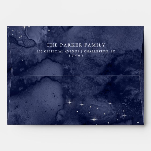 Oh Holy Night | Stars at Christmas Dark Blue Envelope (Back (Top Flap))