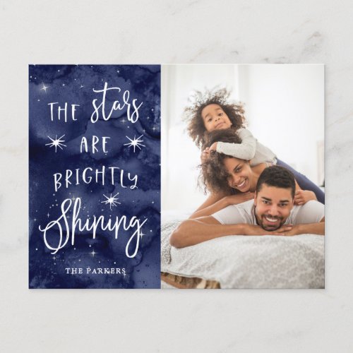 Oh Holy Night  Stars at Christmas with Your Photo Holiday Postcard