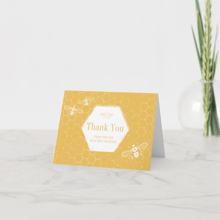 Oh Honey Bee Yellow Custom Photo Thank You Card | Zazzle