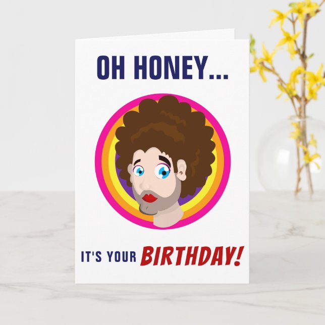 Oh Honey Queer Happy Birthday Card (Yellow Flower)