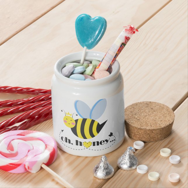 Oh Honey Valentines queen Bee character with tiara Candy Jar (In Situ)
