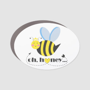 Oh Honey Valentines queen Bee character with tiara Car Magnet