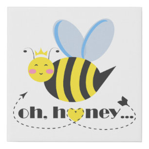 Oh Honey Valentines queen Bee character with tiara Faux Canvas Print