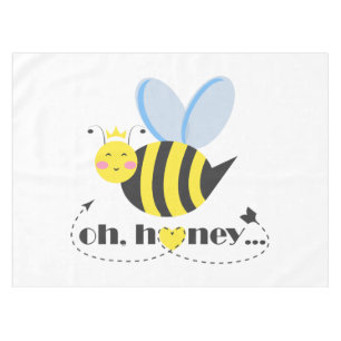 Oh Honey Valentines queen Bee character with tiara Tablecloth