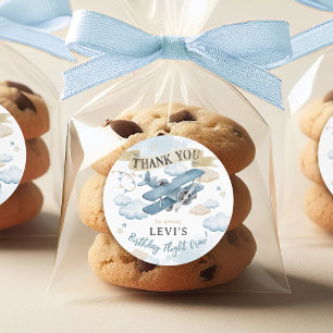 Oh How Time Flies Airplane Birthday Party Favor Classic Round Sticker