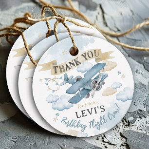 Oh How Time Flies Airplane Birthday Party Favor Tags